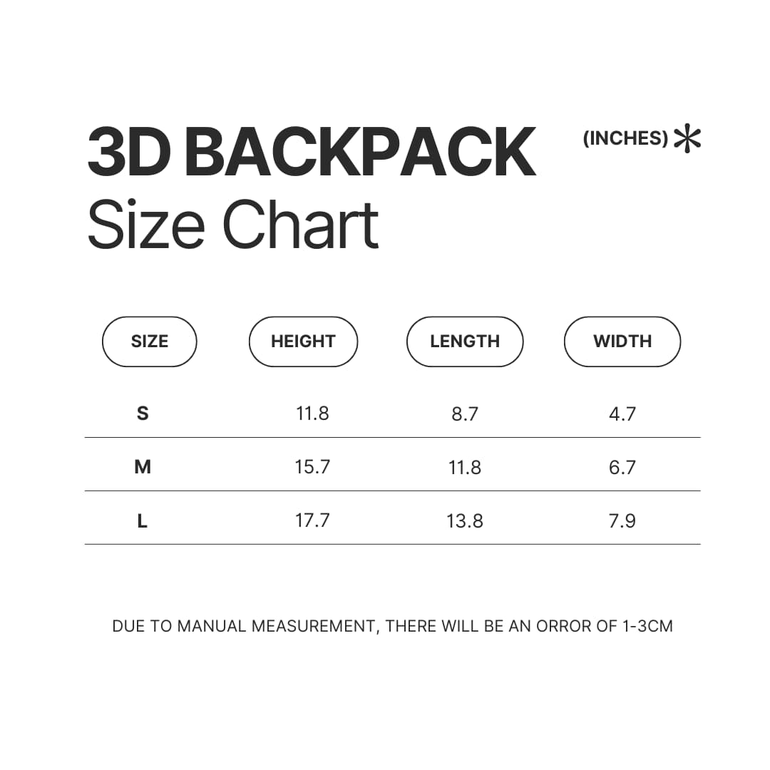 3D Backpack Size Chart - Aespa Shop