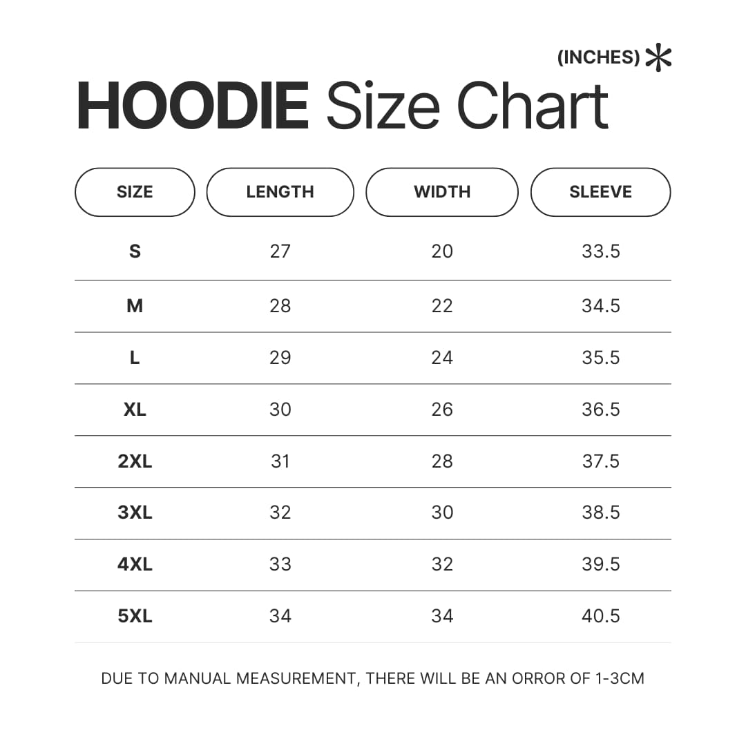 Hoodie Size Chart - Aespa Shop