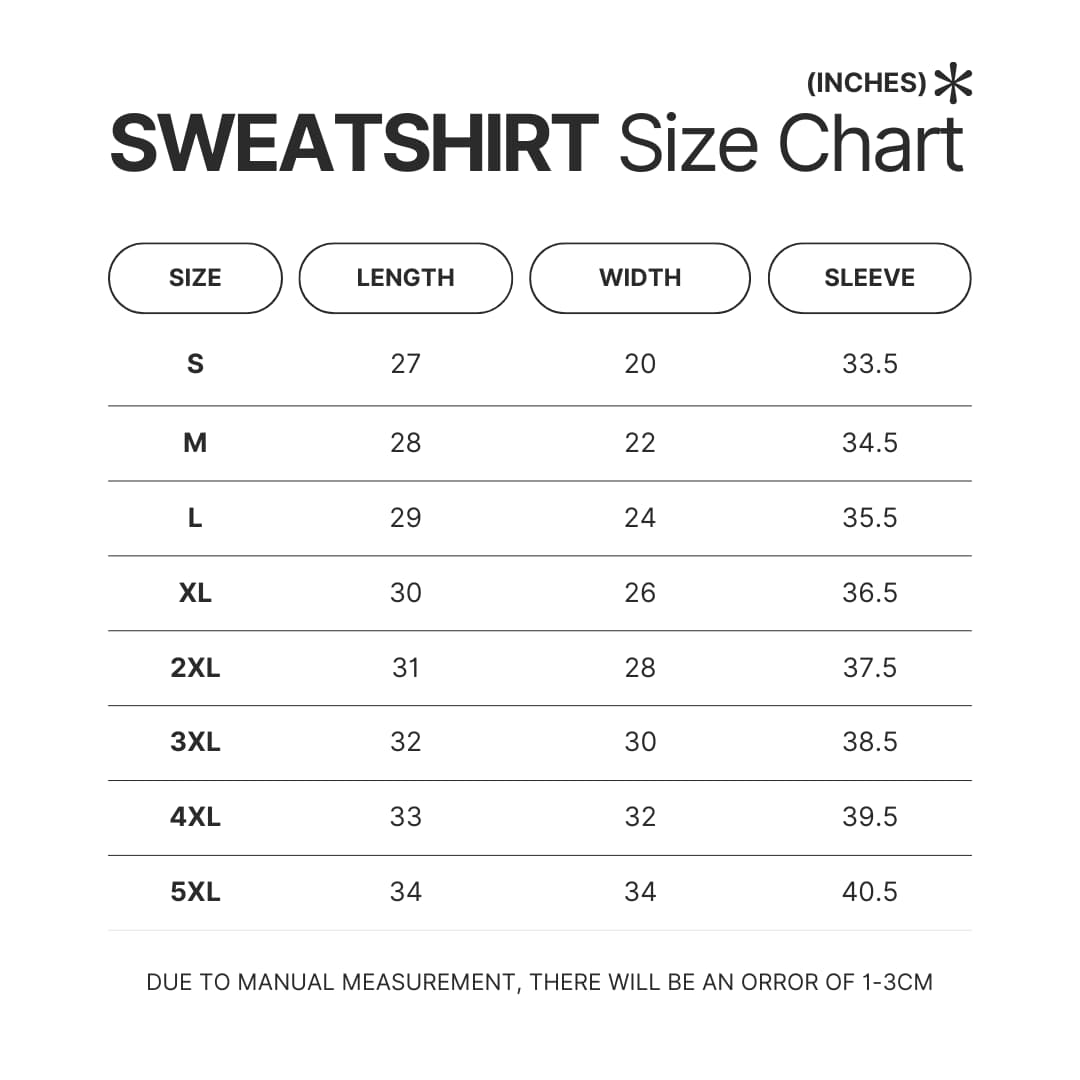 Sweatshirt Size Chart - Aespa Shop