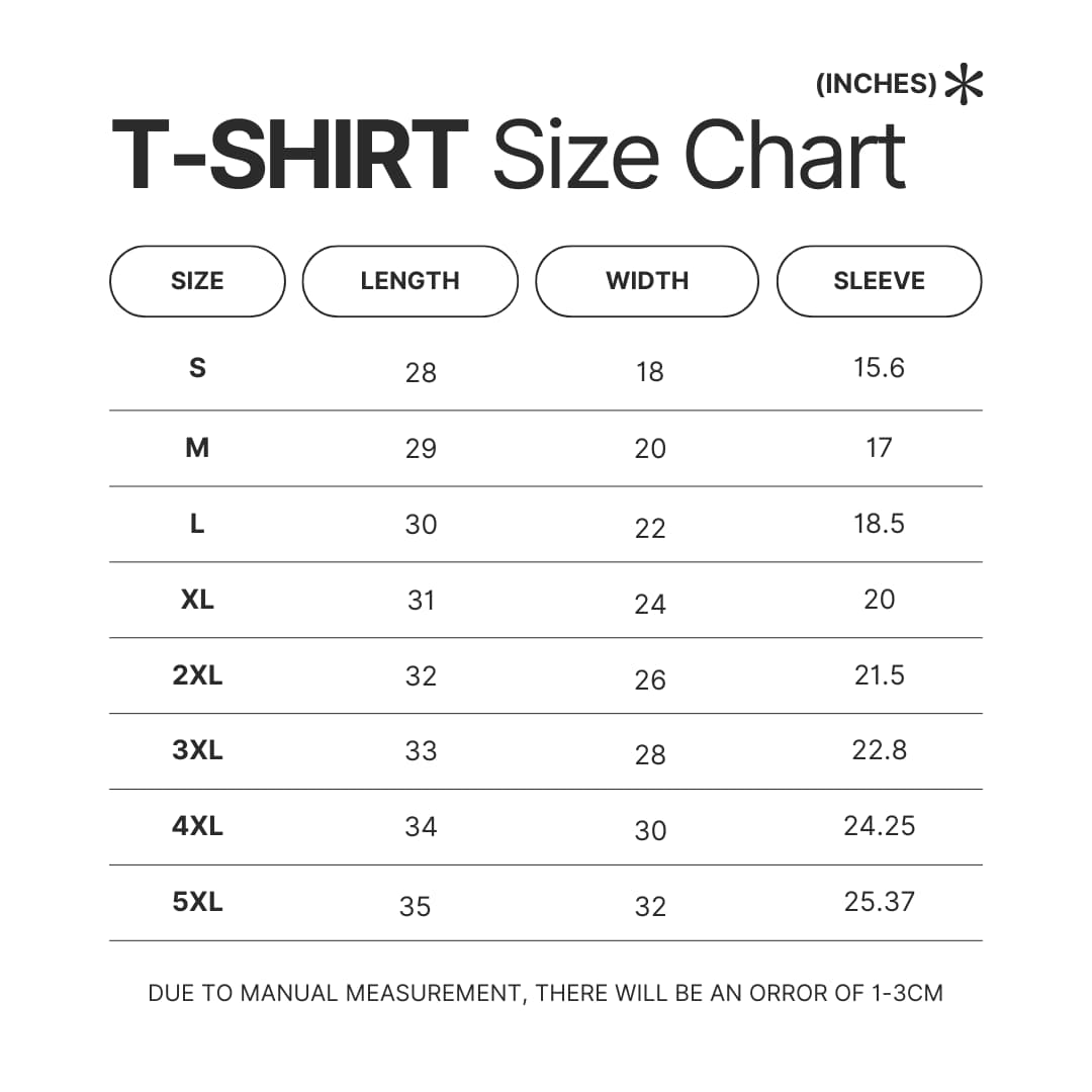 T shirt Size Chart - Aespa Shop