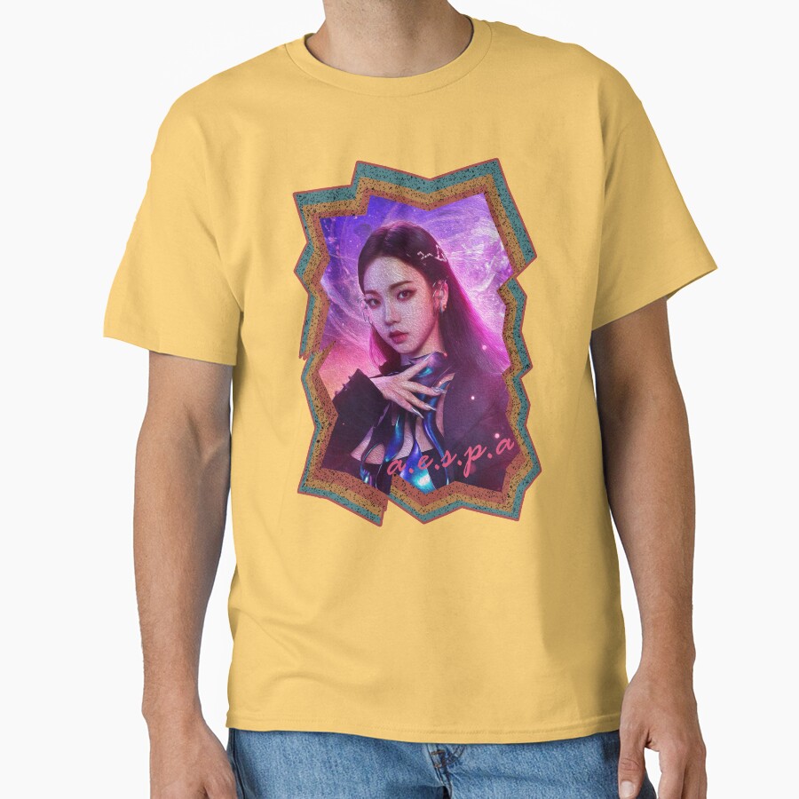 Yoo Jimin Aespa Karina Korean Kpop Retro Color Oil Paint Design T-shirt - Image 6