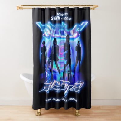 Aespa Girls Live Tour 2023 Synk Hyper Line Merch Kpop Shower Curtain