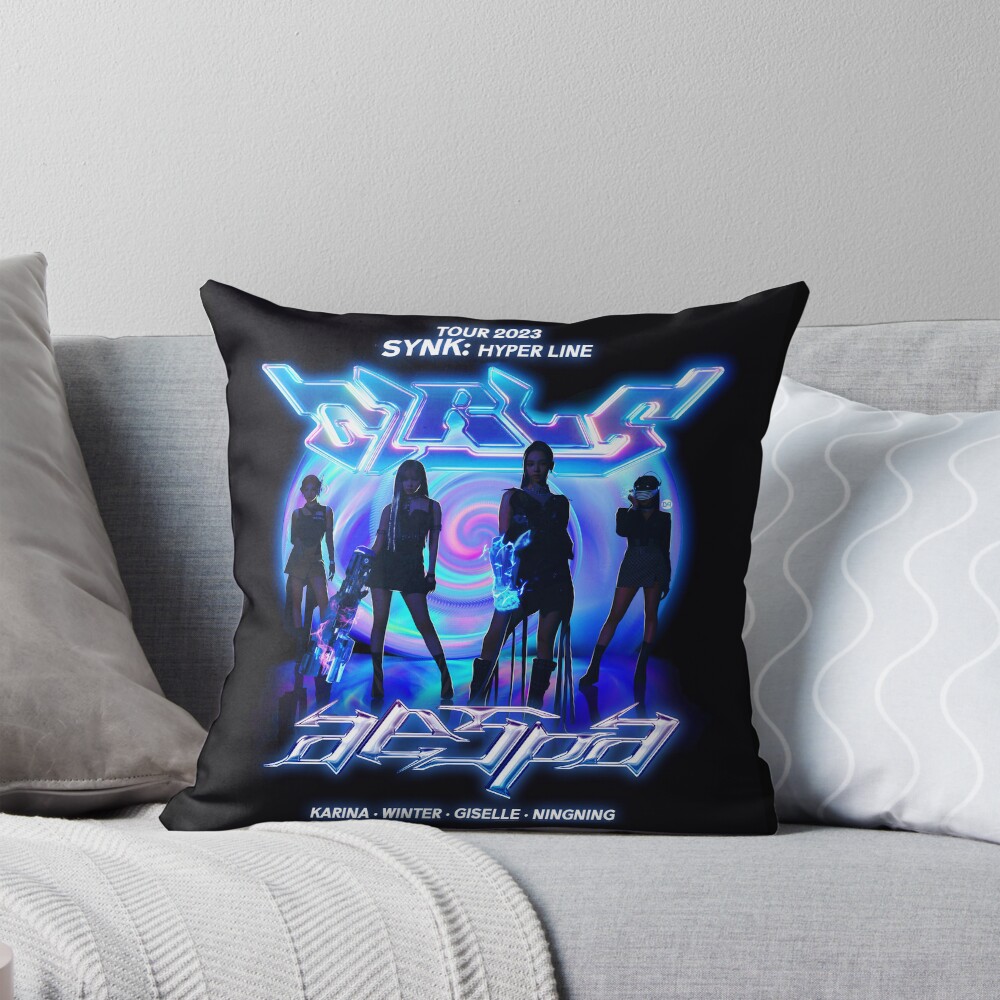 Aespa Girls Live Tour 2023 Synk Hyper Line Merch Kpop Throw Pillow